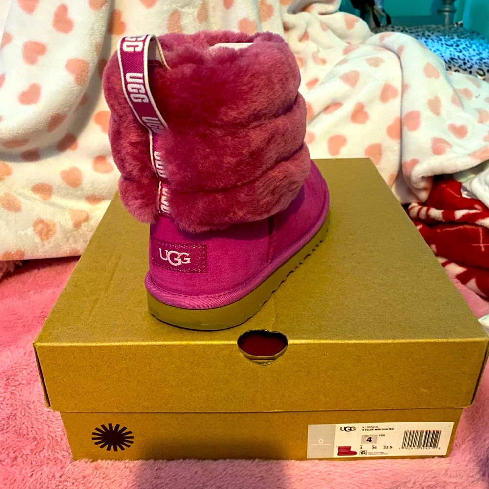 UGG Fluff Mini Quilted Boots “ Fuchsia Pink”